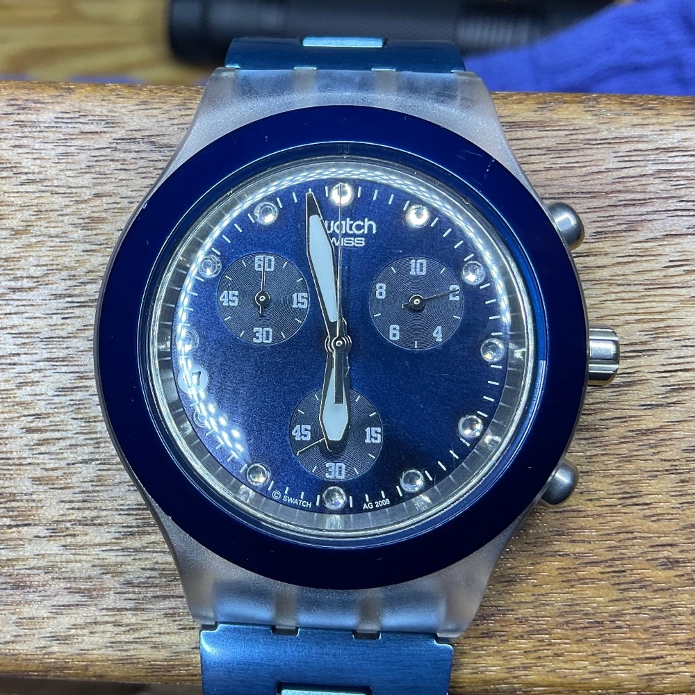 Swatch Irony Diaphane Chronograph Watch Full Blooded Navy